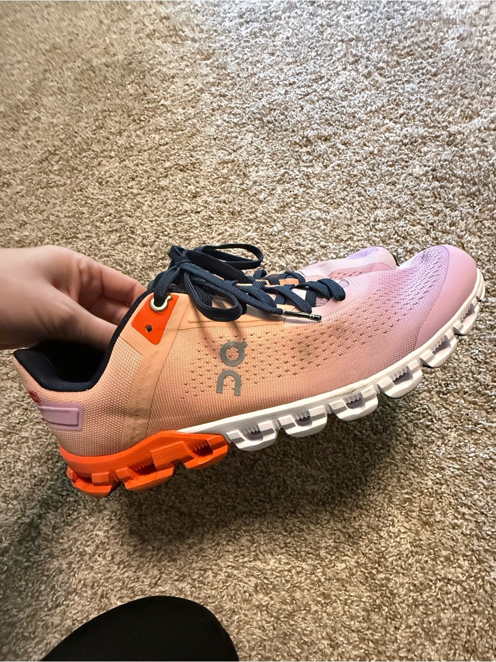Women's Peach & Pink On Cloud Running Sneakers - Lightweight Comfort.